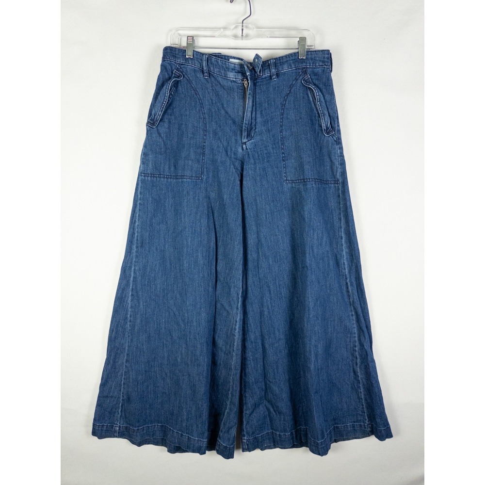 Pilcro Anthropologie Wide Leg Jeans Womens 29 Blue Cropped Culotte Sailor